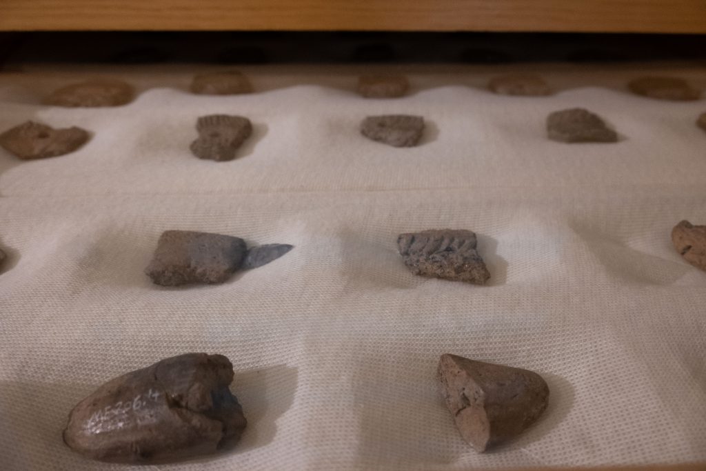 Close-up to artefacts inside a drawer